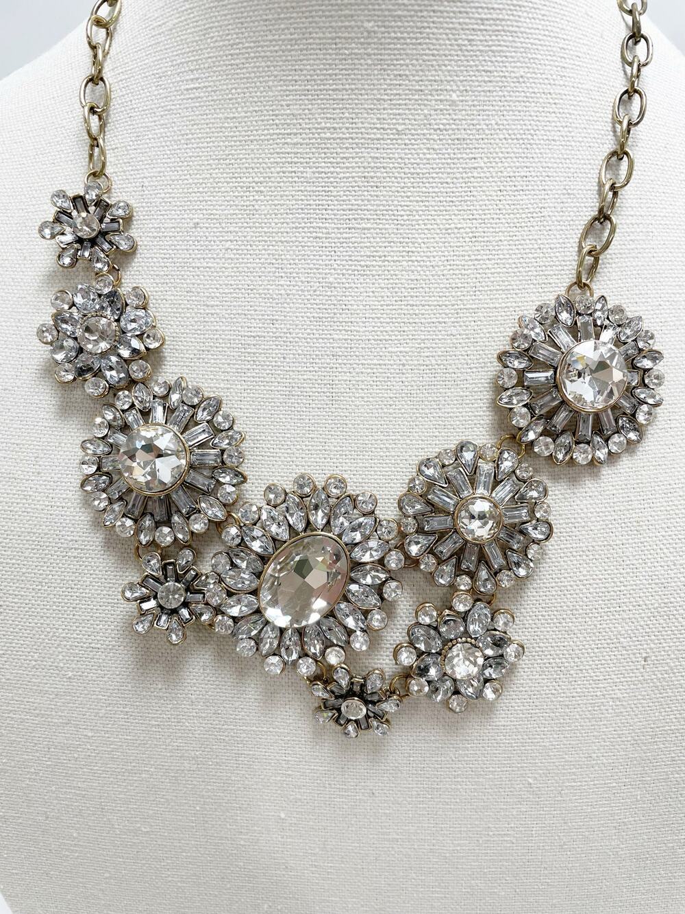 J.Crew Crystal Jewel Bib Statement Necklace Y2K